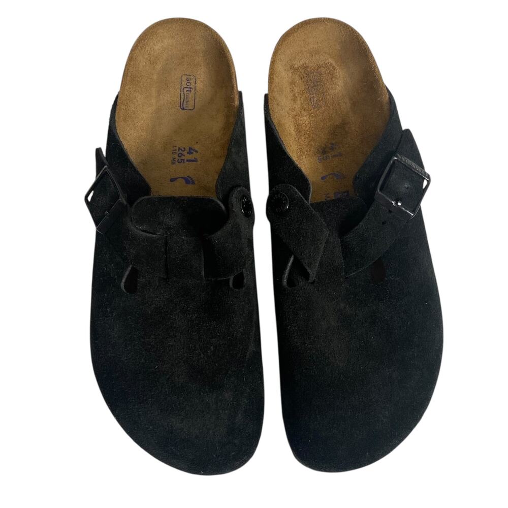Birkenstocks Boston Clog Black Suede  Women 10